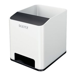 LEITZ Stiftehalter WOW Duo Colour perlweiß/schwarz Polystyrol 2 Fächer 9,0 x 10,1 x 10,0 cm