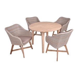 Garden Pleasure Sitzgruppe ARVADA/OAKLAND hellgrau, natur Kunststoff, Holz