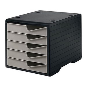 styro Schubladenbox styroswingbox  taupe 275-8430.7591, DIN A4 mit 5 Schubladen, 1 St.