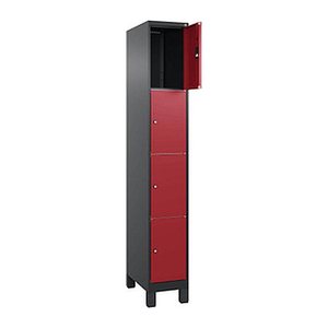 CP Schließfachschrank Classic Plus rubinrot, schwarzgrau 080010-104 S10031, 4 Schließfächer 30,0 x 50,0 x 195,0 cm