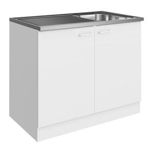 Küchen-Spülenschrank in Weiß mit 2 Drehtüren und Spüle