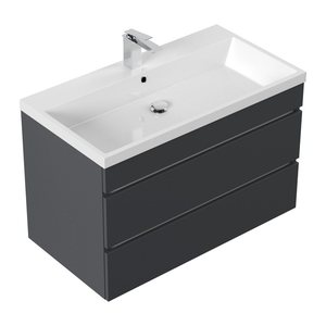 POSSEIK Waschbecken mit Unterschrank FELLINI 90 grafit 90,0 x 48,0 x 58,4 cm