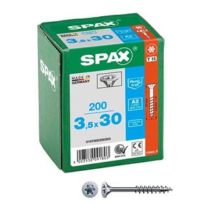 SPAX® Universalschrauben T15 Senkkopf Edelstahl A2 0197000350303 3,5 mm x 30 mm, 200 St.