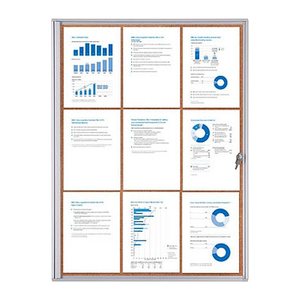 Showdown® Displays Schaukasten Economy XS Kork silber 9x DIN A4 71,1 x 2,6 x 96,3 cm, 1 St.