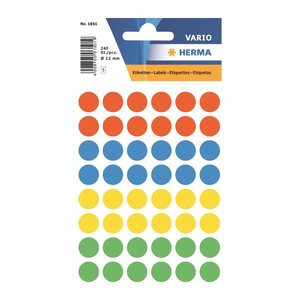 HERMA Klebepunkte 1851 farbsortiert Ø 12,0 mm, 240 St.