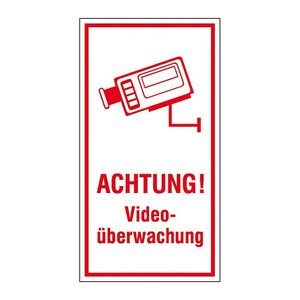 SafetyMarking® Hinweisschild "Achtung! Videoüberwachung " rechteckig 8,0 x 15,0 cm, 1 St.