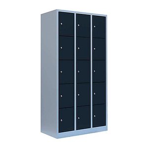 LÜLLMANN Schließfachschrank anthrazit, lichtgrau 520538, 15 Schließfächer 88,5 x 50,0 x 180,0 cm
