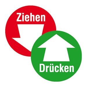 SafetyMarking® Hinweisaufkleber "Drücken/Ziehen mit Pfeil " rund 10,0 cm, 1 St.