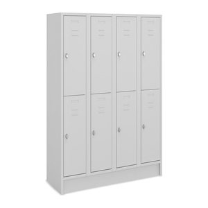 Fächerschrank (4 Abteile je 2 Fächer) 300 mm Abteilbreite – Korpus Lichtgrau (Türen Lichtgrau)
