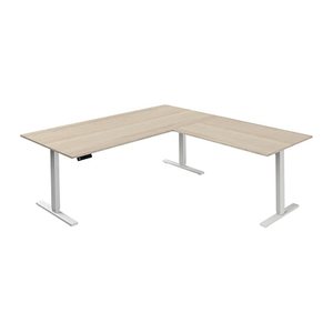 Kerkmann Move 3 elektrisch höhenverstellbarer Schreibtisch ahorn L-Form, T-Fuß-Gestell weiß 200,0 x 100,0 cm