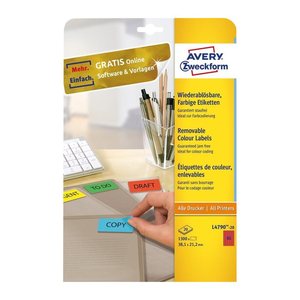 AVERY Zweckform Etiketten rot 38,1 x 21,2 mm, 20 Blatt