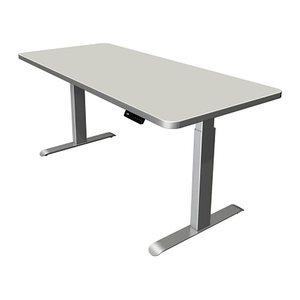 Kerkmann Move 3 Premium elektrisch höhenverstellbarer Schreibtisch lichtgrau rechteckig, T-Fuß-Gestell silber 180,0 x 80,0 cm