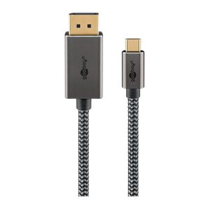goobay USB-C 3.1/DisplayPort Kabel 1,0 m silber, schwarz, 1 St.