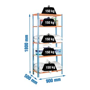 Simonrack Schwerlastregal MADERCLICK 5 8435104912782 orange, blau, braun 90,0 x 50,0 x 180,0 cm