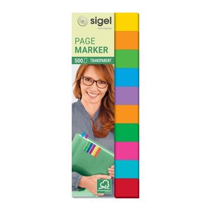SIGEL Multicolor transparent Haftmarker farbsortiert 10x 50 Streifen