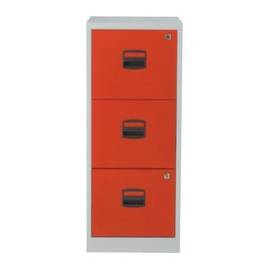 BISLEY Home PFA 3 Hängeregistraturschrank lichtgrau, kardinalrot 3 Schubladen 41,3 x 40,0 x 101,5 cm, 1 St.