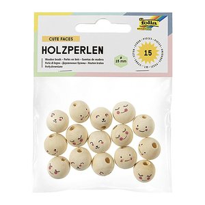 folia Bastelset Holzperlen Gesicht natur