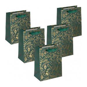 SIGEL Geschenktüten Golden ornaments on green Motiv 18,0 x 23,0 cm, 5 St.