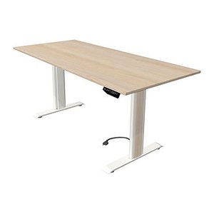 Kerkmann Move 1 advance elektrisch höhenverstellbarer Schreibtisch ahorn rechteckig, T-Fuß-Gestell weiß 180,0 x 80,0 cm