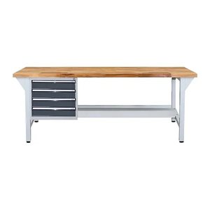 ADB Werkbank lichtgrau, anthrazitgrau 4 Schubladen 200,0 x 75,0 x 85,0 cm