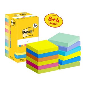 8 + 4 GRATIS: Post-it® Energetic Collection Haftnotizen farbsortiert, 8 Blöcke + GRATIS 4 Blöcke
