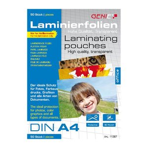 GENIE Laminierfolien glänzend für A4 80 micron, 50 St.