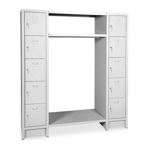 Schließfachgarderobe (10-Fächer) – Korpus in Lichtgrau (1440 x 500 x 1800 mm, Türen Lichtgrau)
