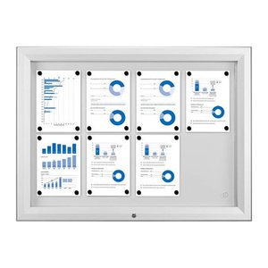 Showdown® Displays Schaukasten T silber 8x DIN A4 102,5 x 4,7 x 76,0 cm, 1 St.