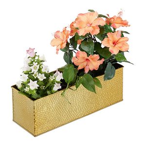 relaxdays Blumenkasten Metall gold rechteckig 40,0 x 12,5 x 13,5 cm, 1 St.