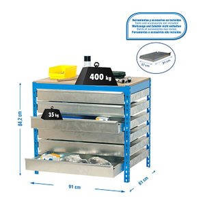 Simonrack Werkbank SIMONWORK BT5 BOX blau 6 Schubladen 91,0 x 61,0 x 84,2 cm