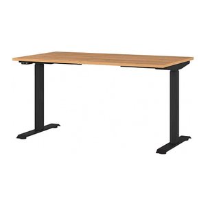 GERMANIA JET höhenverstellbarer Schreibtisch grandson-eiche rechteckig, T-Fuß-Gestell schwarz 140,0 x 80,0 cm