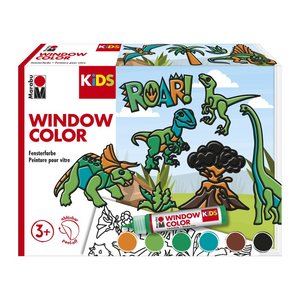 Marabu Dinosaurier Fenstermalfarben farbsortiert 6 x 25,0 ml