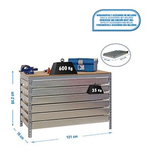 Simonrack Werkbank SIMONWORK BT5 BOX grau 6 Schubladen 121,0 x 76,0 x 84,2 cm