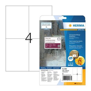 HERMA wetterfeste Folienetiketten 4583 weiß 105,0 x 148,0 mm, 10 Blatt