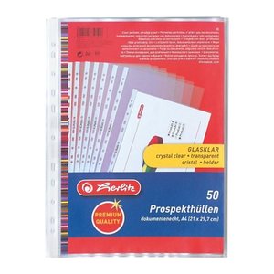 herlitz Prospekthüllen DIN A4 glasklar glatt 0,09 mm, 50 St.