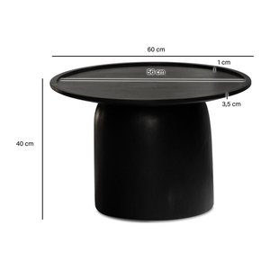 WOHNLING Couchtisch rund Massivholz schwarz 60,0 x 60,0 x 40,0 cm, 1 St.