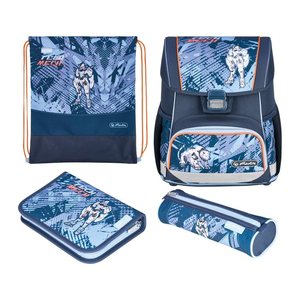 herlitz Schulranzen-Set Loop Plus TechMech Kunstfaser grün