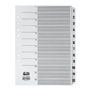 dots Ordnerregister Mylar DIN A4 Vollformat 1-12 weiß 12-teilig, 1 Satz