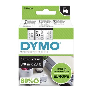 DYMO Schriftband D1 40910 S0720670, 9 mm, schwarz auf transparent, 1 St.