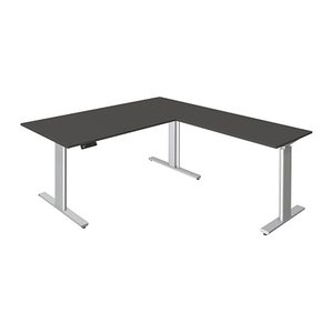 Kerkmann Move 3 tube elektrisch höhenverstellbarer Schreibtisch anthrazit L-Form, T-Fuß-Gestell silber 180,0 x 80,0 cm