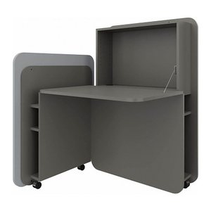 fm FLATup  Sekretär basalt/hellblau rechteckig, schwarz 107,0 x 41,5 - 91,0 cm