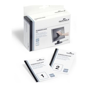 DURABLE Bildschirm-Reinigungstücher SCREENCLEAN DUO weiß, 1 Set
