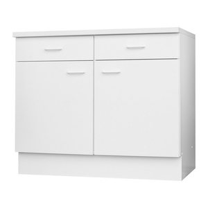 Küchen-Unterschrank in Weiß mit 2 Drehtüren & 2 Schubladen