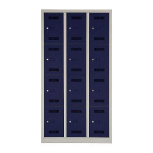 BISLEY Schließfachschrank MonoBloc ML09T4 lichtgrau, oxfordblau ML09T4505, 12 Schließfächer 90,0 x 50,0 x 170,0 cm