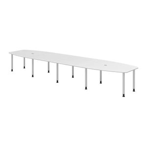 HAMMERBACHER Konferenztisch KT52C weiß Tonnenform, Rundrohr silber, 520,0 x 85,0 - 130,0 x 72,0 - 74,0 cm
