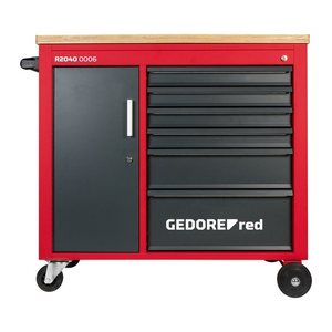 GEDOREred MECHANIC R20400006 Werkstattwagen mit Lochwand schwarz 6 Schubladen