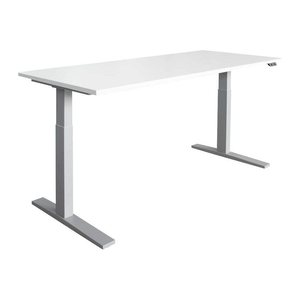 HAMMERBACHER XMKA19 elektrisch höhenverstellbarer Schreibtisch weiß rechteckig, C-Fuß-Gestell silber 180,0 x 80,0 cm