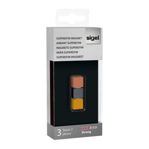 SIGEL C5 "Strong" Magnete farbsortiert, Metall 1,1 x 1,1 x 1,1 cm, 3 St.