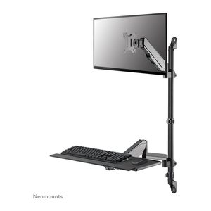 Neomounts höhenverstellbarer PC-Tisch schwarz für 1 Monitor, 1 Tastatur, 1 Maus, Tischbohrung, Wandhalterung