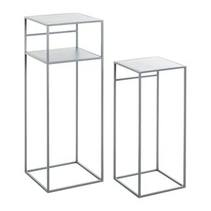 HAKU Möbel Beistelltische-Set rechteckig Metall grau, 2 St.